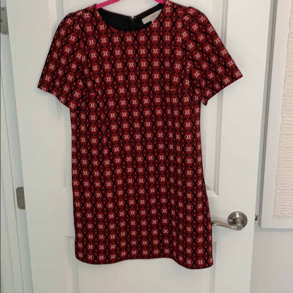 Loft Red and Black Knit Shift Dress